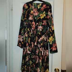 Black floral midi dress